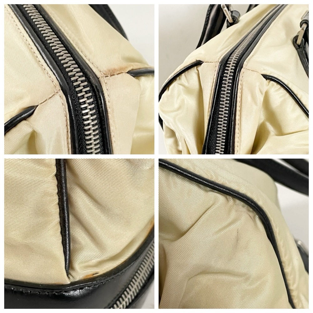 Prada RARE light tan nylon black leather doctor travel bag lock triangle logo - Picture 7 of 15